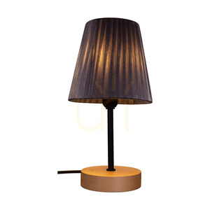 Stolná lampa Mila Wood, 1xE14, Max. 25 W, breza/čierny kov/čierny PVC kábel/strieborný tienidlo, Ø 14 cm small 2