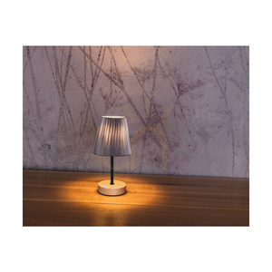 Stolná lampa Mila Wood, 1xE14, Max. 25 W, breza/čierny kov/čierny PVC kábel/strieborný tienidlo, Ø 14 cm small 4