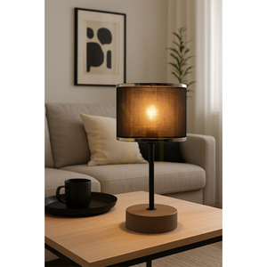 Stolná lampa Mila, 1xE14 Max. 25 W, sivý betón / čierny kov / čierny PVC kábel / čierny a chrómový tienidlo, Ø 14 cm small 1