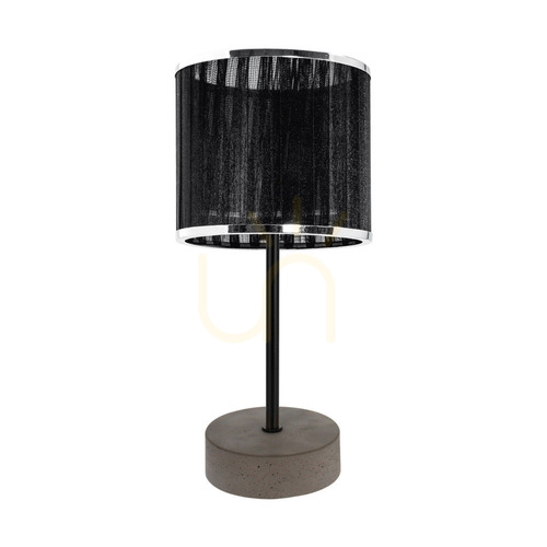 Skontrolujte Stolná lampa Mila, 1xE14 Max. 25 W, sivý betón / čierny kov / čierny PVC kábel / čierny a chrómový tienidlo, Ø 14 cm