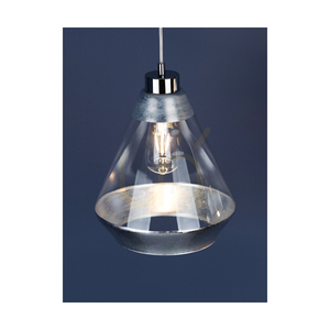 Závesné svietidlo Mistral, 1xE27, Max. 60 W, chrómovaný kov / priehľadný PVC kábel / strieborný priehľadný sklenený tienidlo, Ø 25 cm small 2