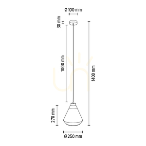 Závesné svietidlo Mistral, 1xE27, Max. 60 W, chrómovaný kov / priehľadný PVC kábel / strieborný priehľadný sklenený tienidlo, Ø 25 cm small 4