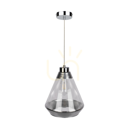 Skontrolujte Závesné svietidlo Mistral, 1xE27, Max. 60 W, chrómovaný kov / priehľadný PVC kábel / strieborný priehľadný sklenený tienidlo, Ø 25 cm