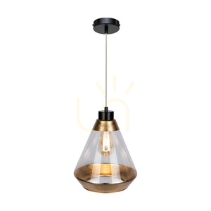 Závesné svietidlo Mistral, 1xE27, Max. 60 W, čierny kov / priehľadný PVC kábel / zlatý priehľadný sklenený tienidlo, Ø 25 cm small 1