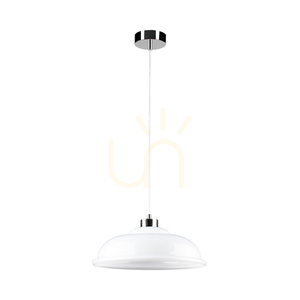 Závesné svietidlo Molde, 1xE27, Max. 60 W, chrómovaný kov / priehľadný PVC kábel / biele sklenené tienidlo, Ø 34 cm small 0