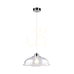 Závesné svietidlo Molde, 1xE27, Max. 60 W, chrómovaný kov / priehľadný PVC kábel / priehľadný sklenený tienidlo, Ø 34 cm small 1
