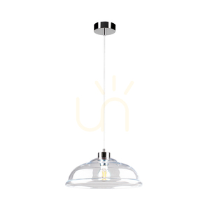 Závesné svietidlo Molde, 1xE27, Max. 60 W, chrómovaný kov / priehľadný PVC kábel / priehľadný sklenený tienidlo, Ø 34 cm small 0