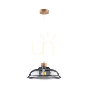 Závesné svietidlo Molde, 1xE27, Max. 60 W, olejovaný dub / priehľadný PVC kábel / tienidlo z dymového skla, Ø 34 cm small 0