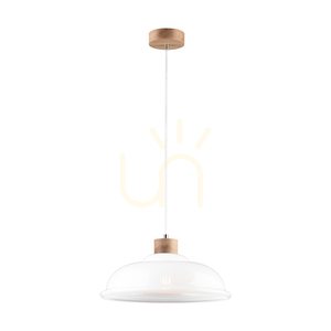 Závesné svietidlo Molde, 1xE27, Max. 60 W, olejovaný dub / priehľadný PVC kábel / biele sklenené tienidlo, Ø 34 cm small 1