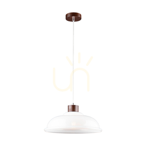 Závesné svietidlo Molde, 1xE27, Max. 60 W, bukové a orechové drevo / priehľadný PVC kábel / biele sklenené tienidlo, Ø 34 cm small 1