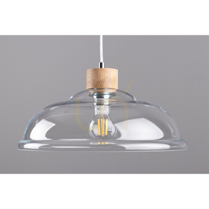 Závesné svietidlo Molde, 1xE27, Max. 60 W, olejovaný dub / priehľadný PVC kábel / priehľadný sklenený tienidlo, Ø 34 cm small 2