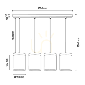 Závesné svietidlo Monsun 4xE27 Max. 60 W, borovica v hnedom odtieni / čierny PVC kábel / tienidlo z dymového skla, 100 cm small 6