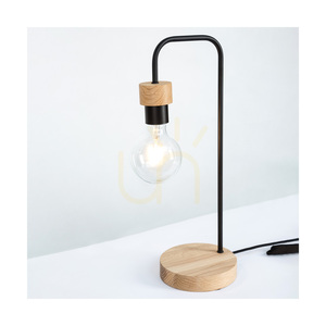 Stolná lampa Muriel, 1xE27, Max. 25 W, olejovaný dub/čierny kov/čierny opletený kábel, 20 cm small 2