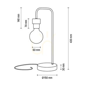 Stolná lampa Muriel, 1xE27, Max. 25 W, olejovaný dub/čierny kov/čierny opletený kábel, 20 cm small 4