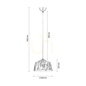 Závesné svietidlo Natura, 1xE27, Max. 60 W, chrómovaný kov / priehľadný PVC kábel / bielo-sivý kovový tienidlo, Ø 28 cm small 3