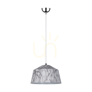 Závesné svietidlo Natura, 1xE27, Max. 60 W, chrómovaný kov / priehľadný PVC kábel / bielo-sivý kovový tienidlo, Ø 28 cm small 0