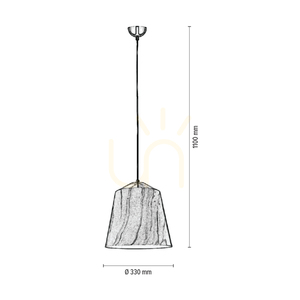 Závesné svietidlo Natura, 1xE27, Max. 60 W, chrómovaný kov / priehľadný PVC kábel / čierno-bielo-sivý kovový tienidlo, Ø 33 cm small 4