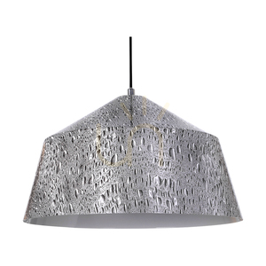 Závesné svietidlo Natura, 1xE27, Max. 60 W, chrómový kov / priehľadný PVC kábel / čierno-bielo-sivý kovový tienidlo, Ø 41,5 cm small 1