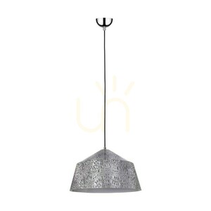 Závesné svietidlo Natura, 1xE27, Max. 60 W, chrómový kov / priehľadný PVC kábel / čierno-bielo-sivý kovový tienidlo, Ø 41,5 cm small 0