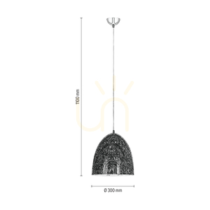 Závesné svietidlo Natura, 1xE27, Max. 60 W, chrómovaný kov / priehľadný PVC kábel / čierno-bielo-sivý kovový tienidlo, Ø 30 cm small 2