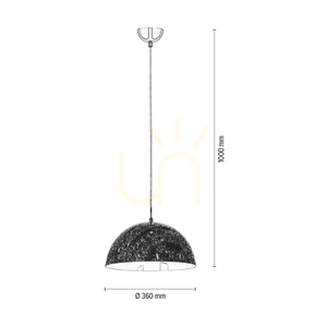 Závesné svietidlo Natura, 1xE27, Max. 60 W, chrómový kov / priehľadný PVC kábel / čierno-bielo-sivý kovový tienidlo, Ø 36 cm small 3