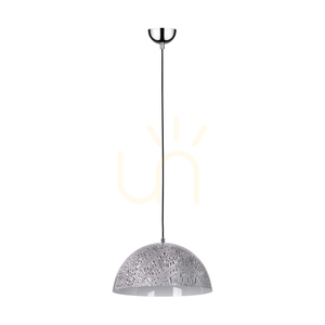 Závesné svietidlo Natura, 1xE27, Max. 60 W, chrómový kov / priehľadný PVC kábel / čierno-bielo-sivý kovový tienidlo, Ø 36 cm small 0