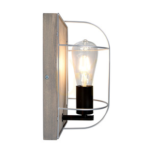 Nástenná svietidlo Netuno 1xE27 Max. 15 W LED, borovica morená na šedo / čierny kov / strieborný kov, tienidlo 15 cm small 2