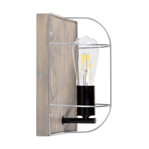 Nástenná svietidlo Netuno 1xE27 Max. 15 W LED, borovica morená na šedo / čierny kov / strieborný kov, tienidlo 15 cm small 0