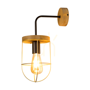 Nástenná svietidlo Netuno, 1xE27, Max. 25 W LED, borovica s hnedým náterom / čierny kov / zlatý kovový tienidlo, 25 cm small 1