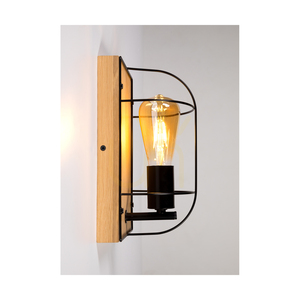 Nástenné svietidlo Britop Netuno 92041174 1xE27, max. 15 W LED, olejovaný dub/čierny kov, 15 cm small 2