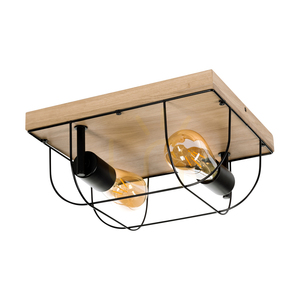 Nástenné svietidlo / stropné svietidlo Netuno, 2xE27, max.. 15 W LED, olejovaný dub / čierny kov, 30 cm small 2