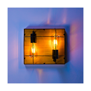 Nástenné svietidlo / stropné svietidlo Netuno, 2xE27, max.. 15 W LED, olejovaný dub / čierny kov, 30 cm small 3