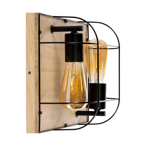Skontrolujte Nástenné svietidlo / stropné svietidlo Netuno, 2xE27, max.. 15 W LED, olejovaný dub / čierny kov, 30 cm