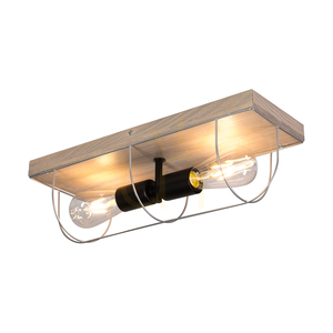 Nástenné svietidlo / stropné svietidlo Netuno, 2xE27, max.. 15 W LED, borovica s šedým náterom / čierny kov / strieborný kovový tienidlo 46 cm small 1
