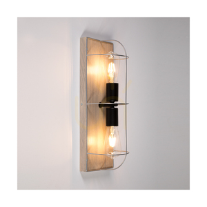 Nástenné svietidlo / stropné svietidlo Netuno, 2xE27, max.. 15 W LED, borovica s šedým náterom / čierny kov / strieborný kovový tienidlo 46 cm small 2