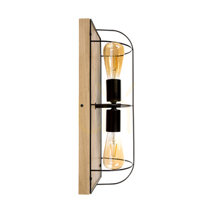 Nástenné svietidlo / stropné svietidlo Netuno, 2xE27, max.. 15 W LED, olejovaný dub / čierny kov, 46 cm small 2