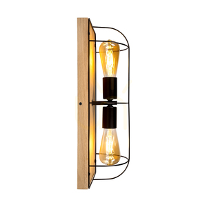 Nástenné svietidlo / stropné svietidlo Netuno, 2xE27, max.. 15 W LED, olejovaný dub / čierny kov, 46 cm small 3