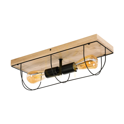 Skontrolujte Nástenné svietidlo / stropné svietidlo Netuno, 2xE27, max.. 15 W LED, olejovaný dub / čierny kov, 46 cm
