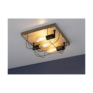 Stropné svietidlo Netuno, 3xE27, Max. 15 W LED, olejovaný dub/čierny kov, 34 cm small 3