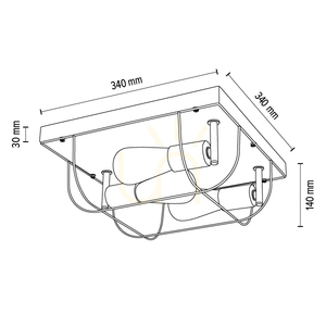 Stropné svietidlo Netuno, 3xE27, Max. 15 W LED, olejovaný dub/čierny kov, 34 cm small 4