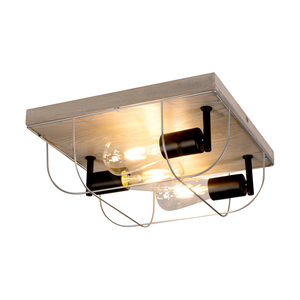 Stropné svietidlo Netuno, 3xE27, Max. 15 W LED, morená borovica, sivý/čierny kov, strieborný kovový tienidlo, 34 cm small 1
