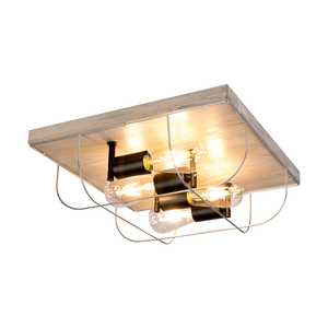 Stropné svietidlo Netuno, 4xE27, Max. 15 W LED, morená borovica, sivý/čierny kov, strieborný kovový tienidlo, 40 cm small 1