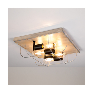 Stropné svietidlo Netuno, 4xE27, Max. 15 W LED, morená borovica, sivý/čierny kov, strieborný kovový tienidlo, 40 cm small 4