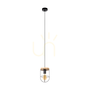 Závesné svietidlo Netuno 1xE27 Max. 60 W, olejovaný dub / čierny kov / čierny PVC kábel, Ø 15 cm small 0