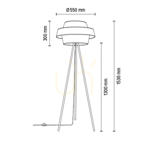Stojaca lampa Nevoa 1xE27 Max. 40 W, čierny kov / čierny PVC kábel / čierno-zlatý-strieborný tienidlo, Ø 55 cm small 3