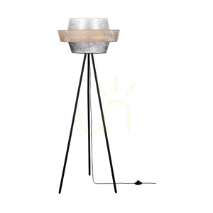 Stojaca lampa Nevoa 1xE27 Max. 40 W, čierny kov / čierny PVC kábel / čierno-zlatý-strieborný tienidlo, Ø 55 cm small 0