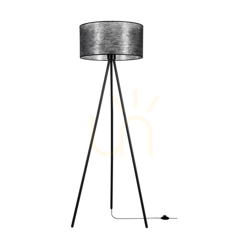 Skontrolujte Stojaca lampa Nevoa 1xE27 Max. 40 W, čierny kov / čierny PVC kábel / čierny tienidlo Ø 50 cm