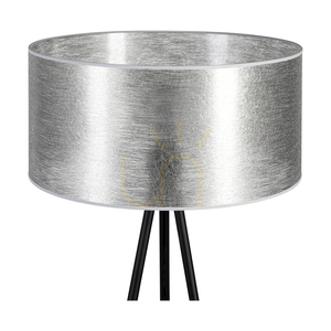 Stojaca lampa Nevoa 1xE27 Max. 40 W, čierny kov / čierny PVC kábel / strieborné tienidlo, Ø 50 cm small 2