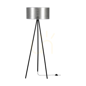 Stojaca lampa Nevoa 1xE27 Max. 40 W, čierny kov / čierny PVC kábel / strieborné tienidlo, Ø 50 cm small 0