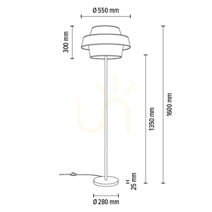 Stojaca lampa Nevoa 1xE27 Max. 40 W, čierny kov / čierny PVC kábel / čierno-zlatý-strieborný tienidlo, Ø 55 cm small 3